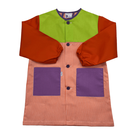 Delantal Gris, Verde, Naranja para Niño y Niña